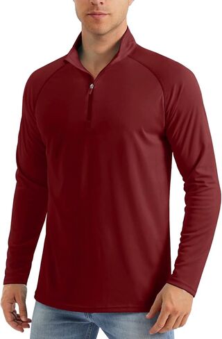 MAGCOMSEN Men's Long Sleeve Sun Shirts UPF 50+ Tees 1/4 Zip Fishing Running Rash Guard Athletic T-Shirts in Kuwait