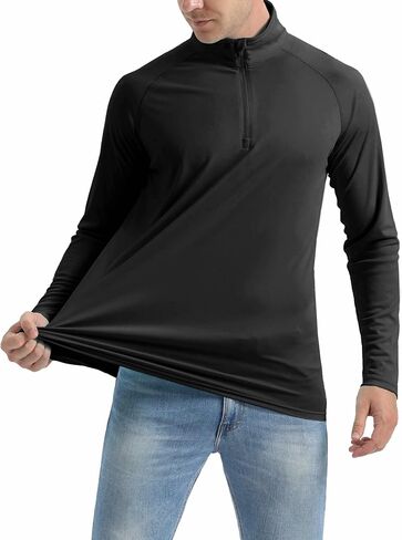 MAGCOMSEN Men's Long Sleeve Sun Shirts UPF 50+ Tees 1/4 Zip Fishing Running Rash Guard Athletic T-Shirts in Kuwait