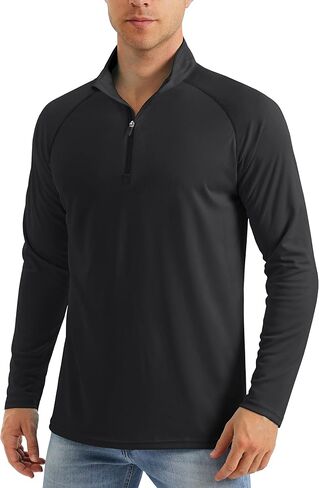 MAGCOMSEN Men's Long Sleeve Sun Shirts UPF 50+ Tees 1/4 Zip Fishing Running Rash Guard Athletic T-Shirts in Kuwait
