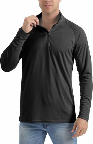 MAGCOMSEN Men's Long Sleeve Sun Shirts UPF 50+ Tees 1/4 Zip Fishing Running Rash Guard Athletic T-Shirts in Kuwait