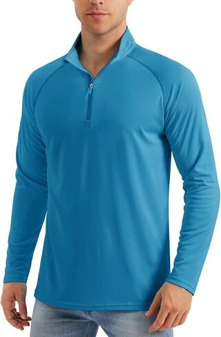 MAGCOMSEN Men's Long Sleeve Sun Shirts UPF 50+ Tees 1/4 Zip Fishing Running Rash Guard Athletic T-Shirts in Kuwait