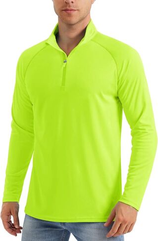 MAGCOMSEN Men's Long Sleeve Sun Shirts UPF 50+ Tees 1/4 Zip Fishing Running Rash Guard Athletic T-Shirts in Kuwait