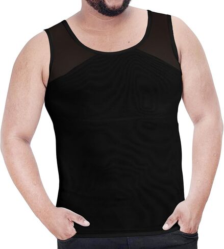Bring Confidence Men's Chest Compression Shirt/Hide Gynecomastia Moobs Slimming Bodyshaper Vast（M-3XL） in Kuwait