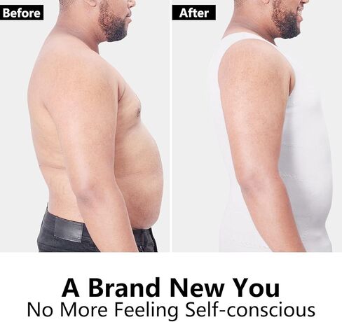 Bring Confidence Men's Chest Compression Shirt/Hide Gynecomastia Moobs Slimming Bodyshaper Vast（M-3XL） in Kuwait