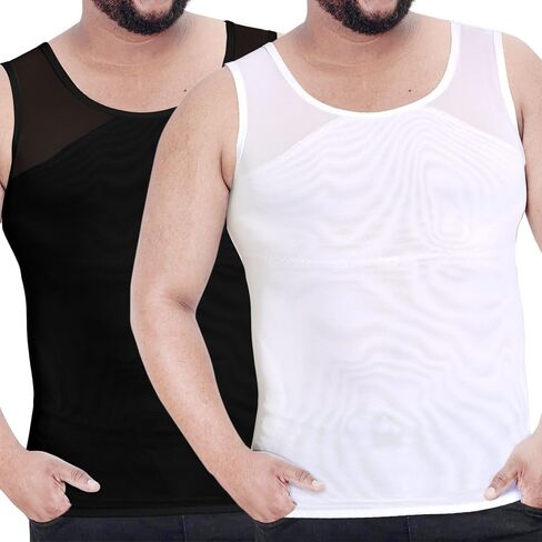 Bring Confidence Men's Chest Compression Shirt/Hide Gynecomastia Moobs Slimming Bodyshaper Vast（M-3XL） in Kuwait