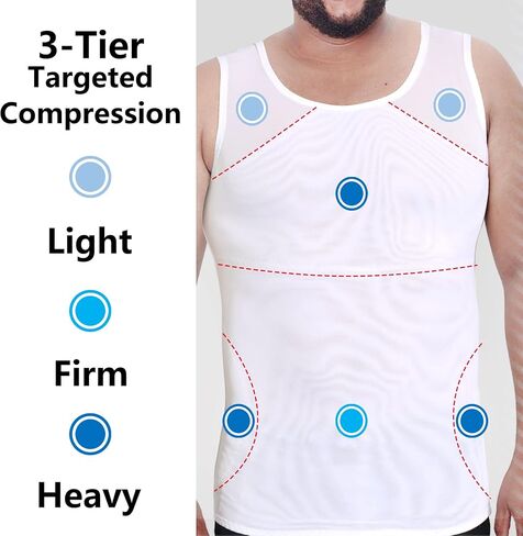 Bring Confidence Men's Chest Compression Shirt/Hide Gynecomastia Moobs Slimming Bodyshaper Vast（M-3XL） in Kuwait