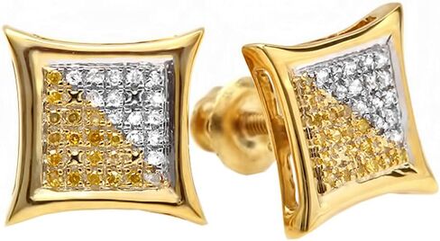 0.11 Carat (ctw) 18K Yellow Gold Plated Sterling Silver White & Yellow Diamond Stud Earrings in Saudi Arabia