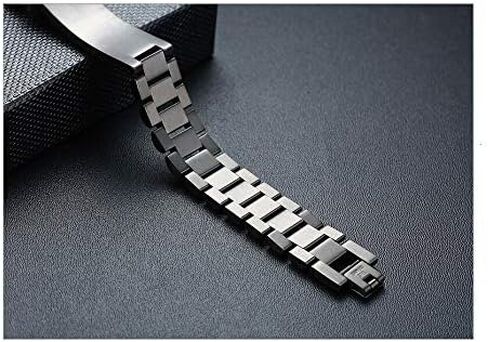 Mugart Custom Men's Bracelet - Custom Engraved Text and Name Bracelet for Men - Stainless Steel Bracelet - Graduation Gift for Him Gift for Dad - Black Color in Saudi Arabia