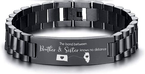 Mugart Custom Men's Bracelet - Custom Engraved Text and Name Bracelet for Men - Stainless Steel Bracelet - Graduation Gift for Him Gift for Dad - Black Color in Saudi Arabia