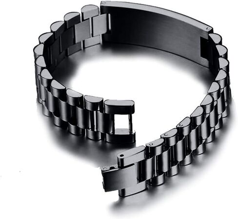 Mugart Custom Men's Bracelet - Custom Engraved Text and Name Bracelet for Men - Stainless Steel Bracelet - Graduation Gift for Him Gift for Dad - Black Color in Saudi Arabia