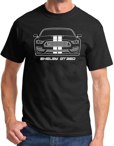 2016-2020 Shelby GT350 Mustang Full Stripes Classic Front End Design Print Tshirt in Kuwait