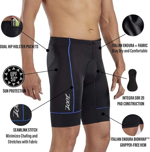 شورت ثلاثي للرجال من Zoot Core مقاس 9 بوصات - شورت Triathlon عالي الأداء مع جيوب من نسيج Endura وجيوب بحافظة على الورك in Kuwait