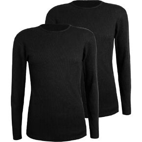 Comfneat Men's 2-Pack Thermal Long Sleeve Undershirt Waffle Knit Soft Comfy Crew Neck Underwear Top Shirts for Men