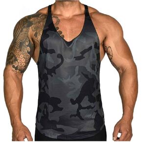 ICOOLTECH Men's Fitness Gym Muscle Cut Stringer Bodybuilding Workout Sleeveless Tank Top Shirts in Kuwait