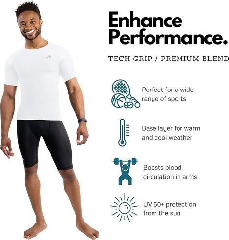 قميص ضغط رجالي بأكمام قصيرة من CompressionZ - طبقة أساسية رياضية in Kuwait
