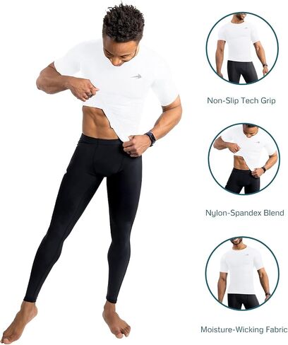 قميص ضغط رجالي بأكمام قصيرة من CompressionZ - طبقة أساسية رياضية in Kuwait