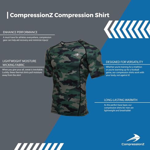 قميص ضغط رجالي بأكمام قصيرة من CompressionZ - طبقة أساسية رياضية in Kuwait