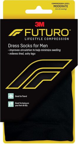 FUTURO Dress Socks for Men, Medium, Black, Moderate (15-20 mm/Hg) (Pack of 2) in Saudi Arabia