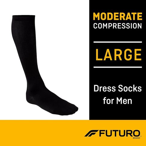 FUTURO Dress Socks for Men, Medium, Black, Moderate (15-20 mm/Hg) (Pack of 2) in Saudi Arabia