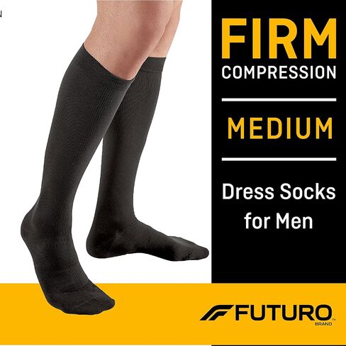 FUTURO Dress Socks for Men, Medium, Black, Moderate (15-20 mm/Hg) (Pack of 2) in Saudi Arabia