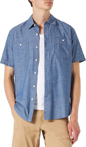 Amazon Essentials Men's Short-Sleeve Chambray Shirt in Kuwait