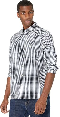 Lacoste Men's Long Sleeve Gingham Regular Fit Poplin Shirt in Saudi Arabia