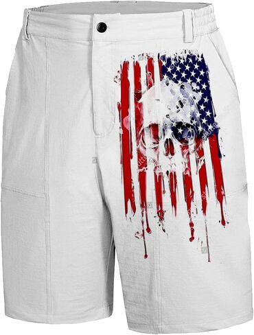TACSTRUN Relaxed Fit Cargo Shorts for Men Casual Outdoor Multi-Pocket Skull Print Shorts Twill Lightweight Short Pants in Kuwait