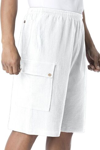 KingSize KS Island Men's Big & Tall Full Elastic Waist Gauze Cargo Shorts in Kuwait