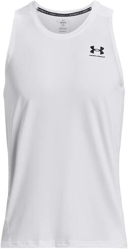 Under Armour Men's Standard HeatGear Fitted Tank Top, (100) White / / Black, Medium in Saudi Arabia