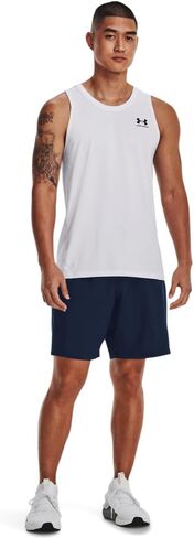Under Armour Men's Standard HeatGear Fitted Tank Top, (100) White / / Black, Medium in Saudi Arabia