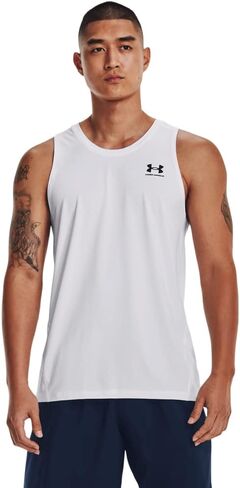 Under Armour Men's Standard HeatGear Fitted Tank Top, (100) White / / Black, Medium in Saudi Arabia