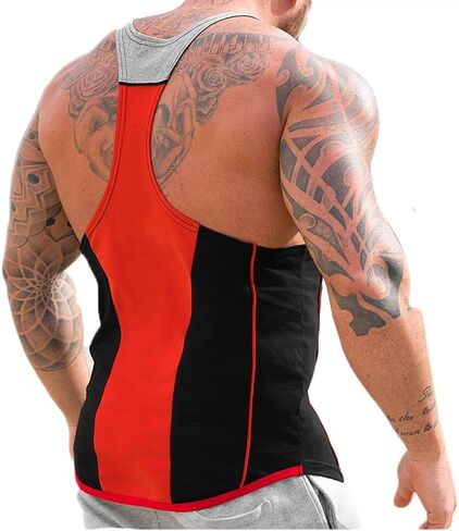 ICOOLTECH Men's Fitness Gym Muscle Cut Stringer Bodybuilding Workout Sleeveless Tank Top Shirts in Kuwait