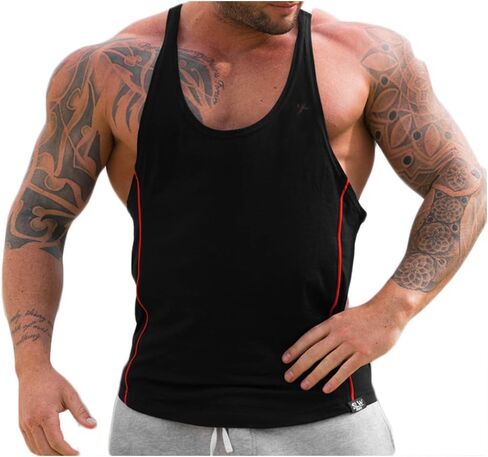 ICOOLTECH Men's Fitness Gym Muscle Cut Stringer Bodybuilding Workout Sleeveless Tank Top Shirts in Kuwait