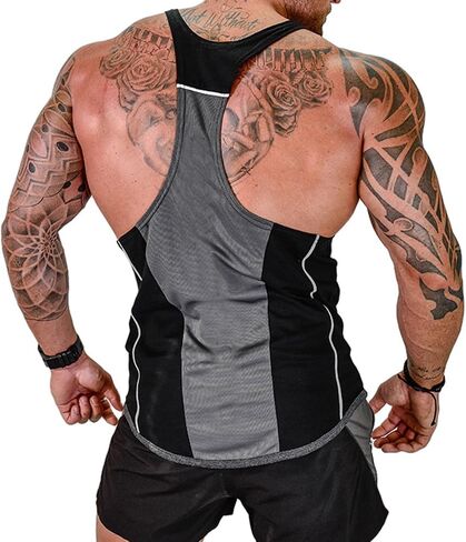 ICOOLTECH Men's Fitness Gym Muscle Cut Stringer Bodybuilding Workout Sleeveless Tank Top Shirts in Kuwait