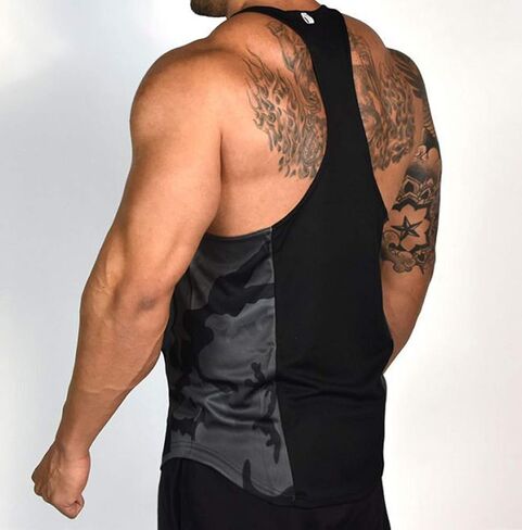 ICOOLTECH Men's Fitness Gym Muscle Cut Stringer Bodybuilding Workout Sleeveless Tank Top Shirts in Kuwait