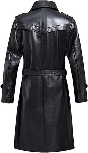 Kelsiop Natural Cowhide Long Jacket Men's Double Breasted Leather Trench Coat in Saudi Arabia