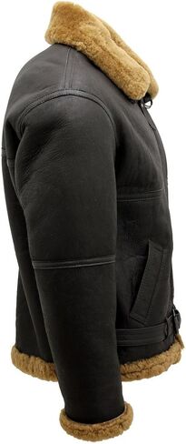 Men’s Brown RAF Real Shearling Sheepskin Flying Leather Jacket with Ginger Fur in Saudi Arabia