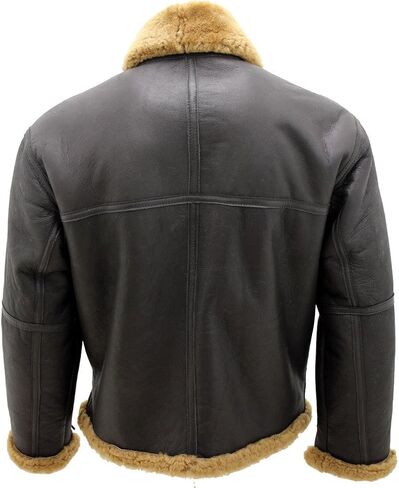Men’s Brown RAF Real Shearling Sheepskin Flying Leather Jacket with Ginger Fur in Saudi Arabia