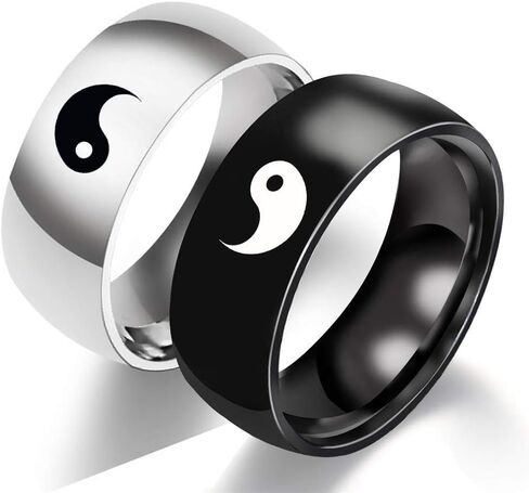 COLORFUL BLING Yin Yang Matching Ring Tai Chi Balance Stainless Steel Ring Friendship BFF Gift for Best Friend Lover in Saudi Arabia