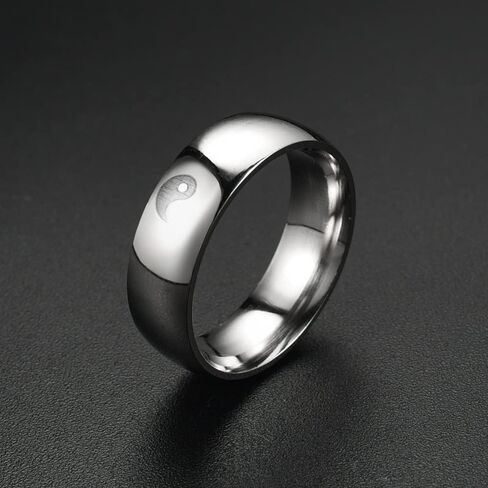 COLORFUL BLING Yin Yang Matching Ring Tai Chi Balance Stainless Steel Ring Friendship BFF Gift for Best Friend Lover in Saudi Arabia