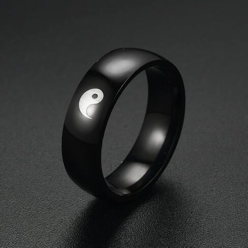 COLORFUL BLING Yin Yang Matching Ring Tai Chi Balance Stainless Steel Ring Friendship BFF Gift for Best Friend Lover in Saudi Arabia