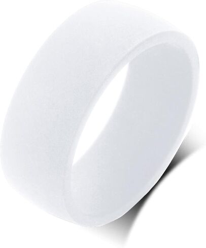 QINGDUO Inner Arc Breathable Design 8.7MM Personalized Silicone Wedding Rings for Men Women Breathable Comfort Fit Flat Edge Stackable Knuckle Ring Sleek Design Rubber Birthday Gifts,Size 7-14 in Saudi Arabia