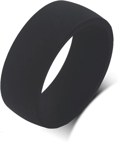 QINGDUO Inner Arc Breathable Design 8.7MM Personalized Silicone Wedding Rings for Men Women Breathable Comfort Fit Flat Edge Stackable Knuckle Ring Sleek Design Rubber Birthday Gifts,Size 7-14 in Saudi Arabia