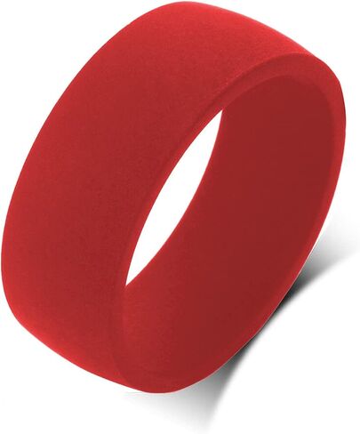 QINGDUO Inner Arc Breathable Design 8.7MM Personalized Silicone Wedding Rings for Men Women Breathable Comfort Fit Flat Edge Stackable Knuckle Ring Sleek Design Rubber Birthday Gifts,Size 7-14 in Saudi Arabia