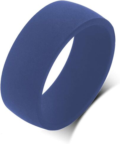 QINGDUO Inner Arc Breathable Design 8.7MM Personalized Silicone Wedding Rings for Men Women Breathable Comfort Fit Flat Edge Stackable Knuckle Ring Sleek Design Rubber Birthday Gifts,Size 7-14 in Saudi Arabia