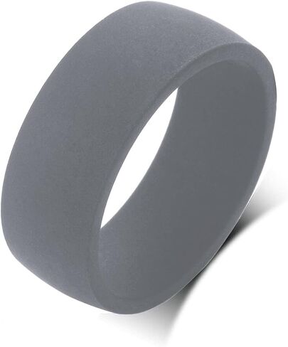 QINGDUO Inner Arc Breathable Design 8.7MM Personalized Silicone Wedding Rings for Men Women Breathable Comfort Fit Flat Edge Stackable Knuckle Ring Sleek Design Rubber Birthday Gifts,Size 7-14 in Saudi Arabia