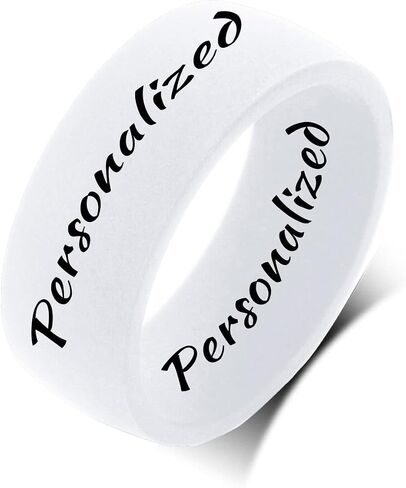 QINGDUO Inner Arc Breathable Design 8.7MM Personalized Silicone Wedding Rings for Men Women Breathable Comfort Fit Flat Edge Stackable Knuckle Ring Sleek Design Rubber Birthday Gifts,Size 7-14 in Kuwait