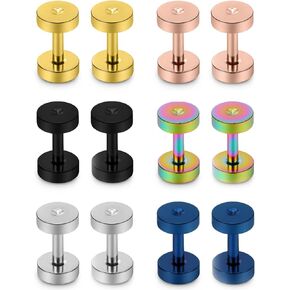 Vsnnsns 14G 12G 8G 6G 4G 2G 0G 00G Screw Fit Ear Gauges Kit Surgical Steel Tunnel Expander Earrings Earlobe Plugs Body Piercing Jewelry Set for Women Men 6 Pairs in Kuwait