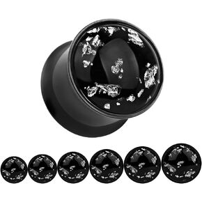 KUBOOZ(1 Pair Simple Golden Gold-foil Ear Plugs Tunnels Gauges Stretcher Piercings. in Saudi Arabia