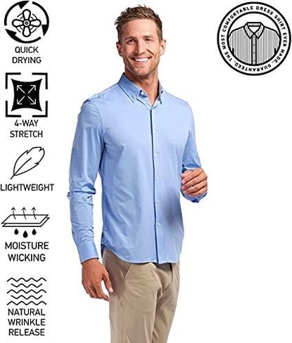 قميص Rhone Commuter Dress للرجال، مقاس نحيف، مريح، مطاط بأربعة اتجاهات، تحرير التجاعيد، مضاد للرائحة in Kuwait